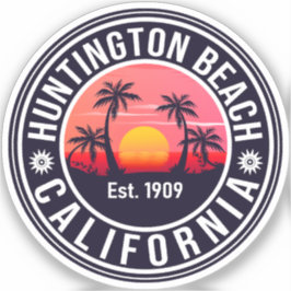 Huntington Beach California Retro Sunset Souvenirs Aufkleber
