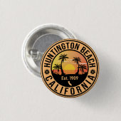 Huntington Beach California Retro Sunset Souvenirs Button (Vorne & Hinten)