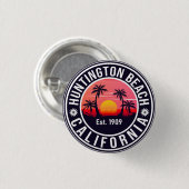 Huntington Beach California Retro Sunset Souvenirs Button (Vorne & Hinten)