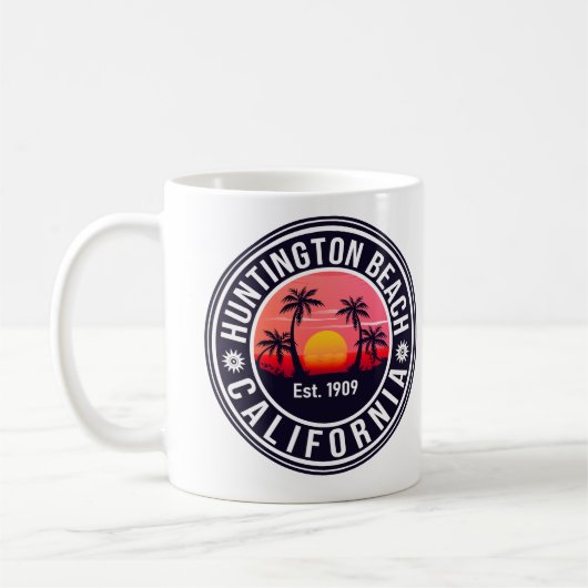 Huntington Beach California Retro Sunset Souvenirs Kaffeetasse (Links)