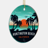Huntington Beach California Retro Sunset Souvenirs Keramik Ornament (Rechts)