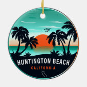 Huntington Beach California Retro Sunset Souvenirs Keramik Ornament (Hinten)