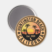 Huntington Beach California Retro Sunset Souvenirs Magnet (Vorderseite/Rückseite)