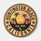 Huntington Beach California Retro Sunset Souvenirs Magnet (Vorne)