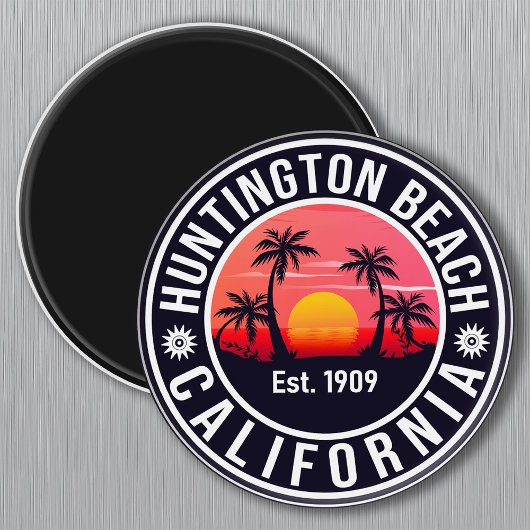 Huntington Beach California Retro Sunset Souvenirs Magnet