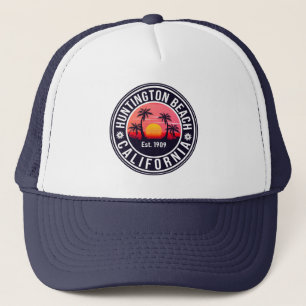 Huntington Beach California Retro Sunset Souvenirs Truckerkappe