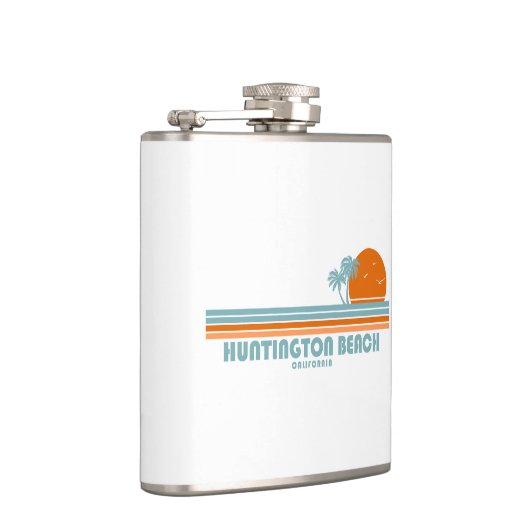 Huntington Beach California Sun Palm Trees Flachmann (Rechts)