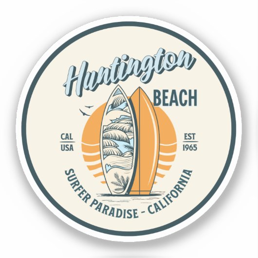 Huntington Beach California Surfer Paradise Aufkleber (Vorderseite)