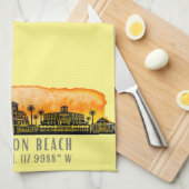 Huntington Beach City Silhouette Geschirrtuch (Viertel Falte)