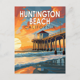 Huntington Beach Kalifornien Reise Kunst Vintage Postkarte