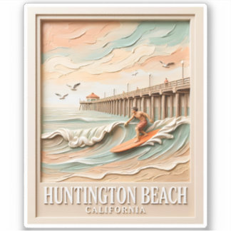 Huntington Beach Kalifornien Textur Surfer Surfen Aufkleber
