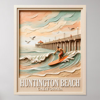 Huntington Beach Kalifornien Textur Surfer Surfen Poster