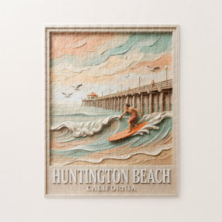 Huntington Beach Kalifornien Textur Surfer Surfen Puzzle