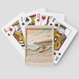 Huntington Beach Kalifornien Textur Surfer Surfen Spielkarten