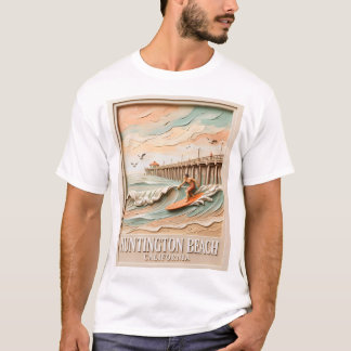 Huntington Beach Kalifornien Textur Surfer Surfen T-Shirt