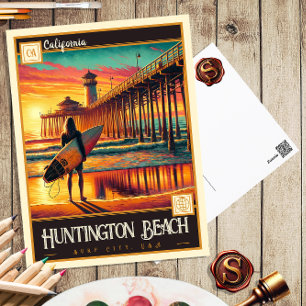 Huntington Beach, Kalifornien Vintage-Postkarte Postkarte