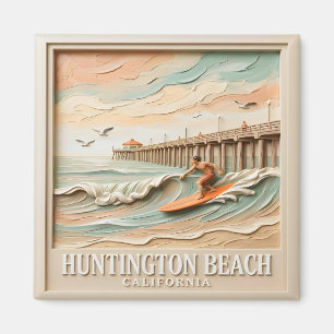 Huntington Beach Kalifornien Vintage Texturiertes  Magnet