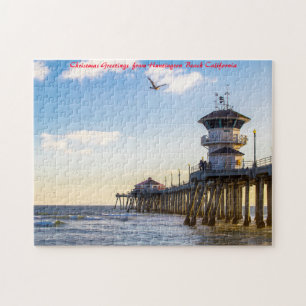 Huntington Beach Kalifornien. Weihnachtsgrüße Puzzle