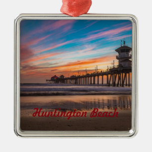 Huntington Beach Pier at sunset Ornament Aus Metall