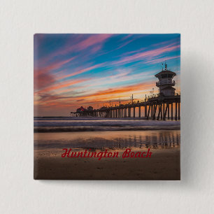 Huntington Beach Pier bei Sonnenuntergang Button