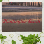 Huntington Beach Pier bei Sonnenuntergang Geschirrtuch (Gefaltet)