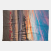 Huntington Beach Pier bei Sonnenuntergang Geschirrtuch (Horizontal)