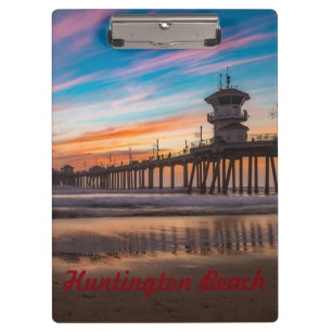 Huntington Beach Pier bei Sonnenuntergang Klemmbrett