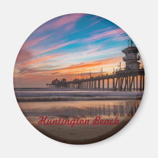 Huntington Beach Pier bei Sonnenuntergang Magnet (Vorne)