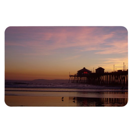 Huntington Beach Pier bei Sunset Flexi Magnet (Horizontal)