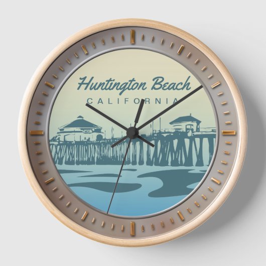 Huntington Beach Pier, CA - Custom Design Uhr (Vorderseite)