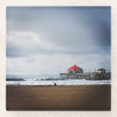 Huntington Beach Pier, CA Glasuntersetzer (Vorderseite)