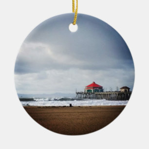 Huntington Beach Pier, CA Keramik Ornament