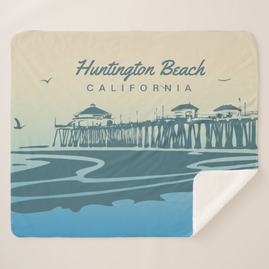 Huntington Beach Pier, CA - kundenspezifische Sherpadecke (Vorderseite (Horizontal))