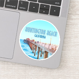 Huntington Beach Pier California Vintag Aufkleber