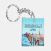 Huntington Beach Pier California Vintag Schlüsselanhänger (Vorderseite links)
