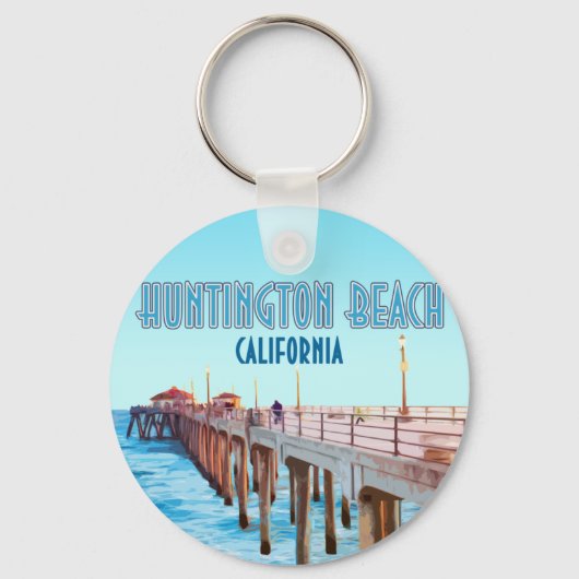 Huntington Beach Pier California Vintag Schlüsselanhänger (Vorderseite)
