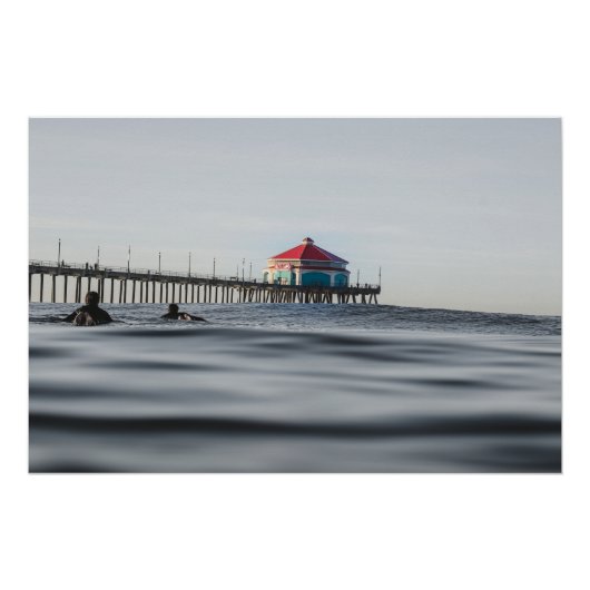 Huntington Beach Pier Fotografie Surfer Foto Poster (Vorderseite)