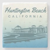 Huntington Beach Pier, Kalifornien - fertigen Sie Steinuntersetzer (Vorderseite)