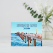 Huntington Beach Pier Kalifornien Vintag Postkarte (Stehend Vorderseite)