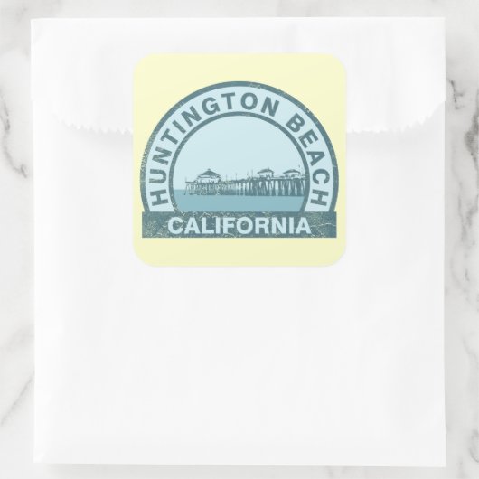 Huntington Beach Pier Quadratischer Aufkleber (Tasche)