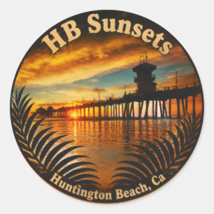Huntington Beach Pier Sonnenuntergang Aufkleber - 