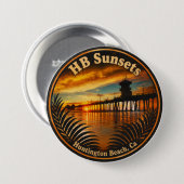Huntington Beach Pier Sonnenuntergangs-Button - Jo Button (Vorne & Hinten)