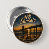 Huntington Beach Pier Sonnenuntergangs-Button - Jo Button (Vorne & Hinten)