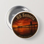 Huntington Beach Pier Sonnenuntergangs-Knöpfe - Jo Button (Vorne & Hinten)