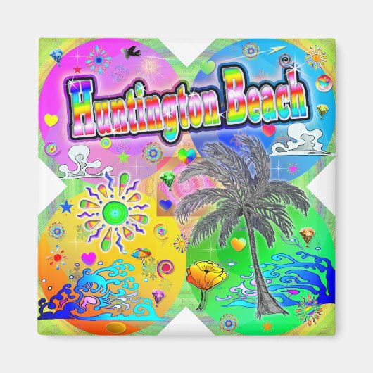 Huntington Beach Quadro Seasons Magnet (Vorne)