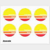 Huntington Beach Retro-Aufkleber Runder Aufkleber (Blatt)