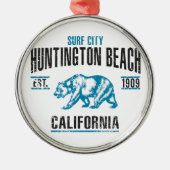 Huntington Beach Silbernes Ornament (Vorne)