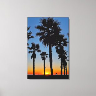 Huntington Beach Sunset Palms - John Minar Leinwanddruck