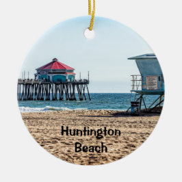 Huntington Beach Sunset & Pier Holiday Keramik Ornament