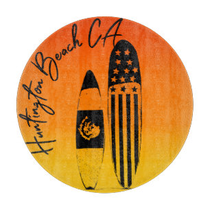 Huntington Beach Surfbretter und Sonnenuntergänge Schneidebrett